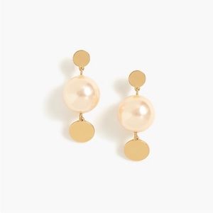 NWT J. Crew Gold Disc and Pearl Drop  Earrings